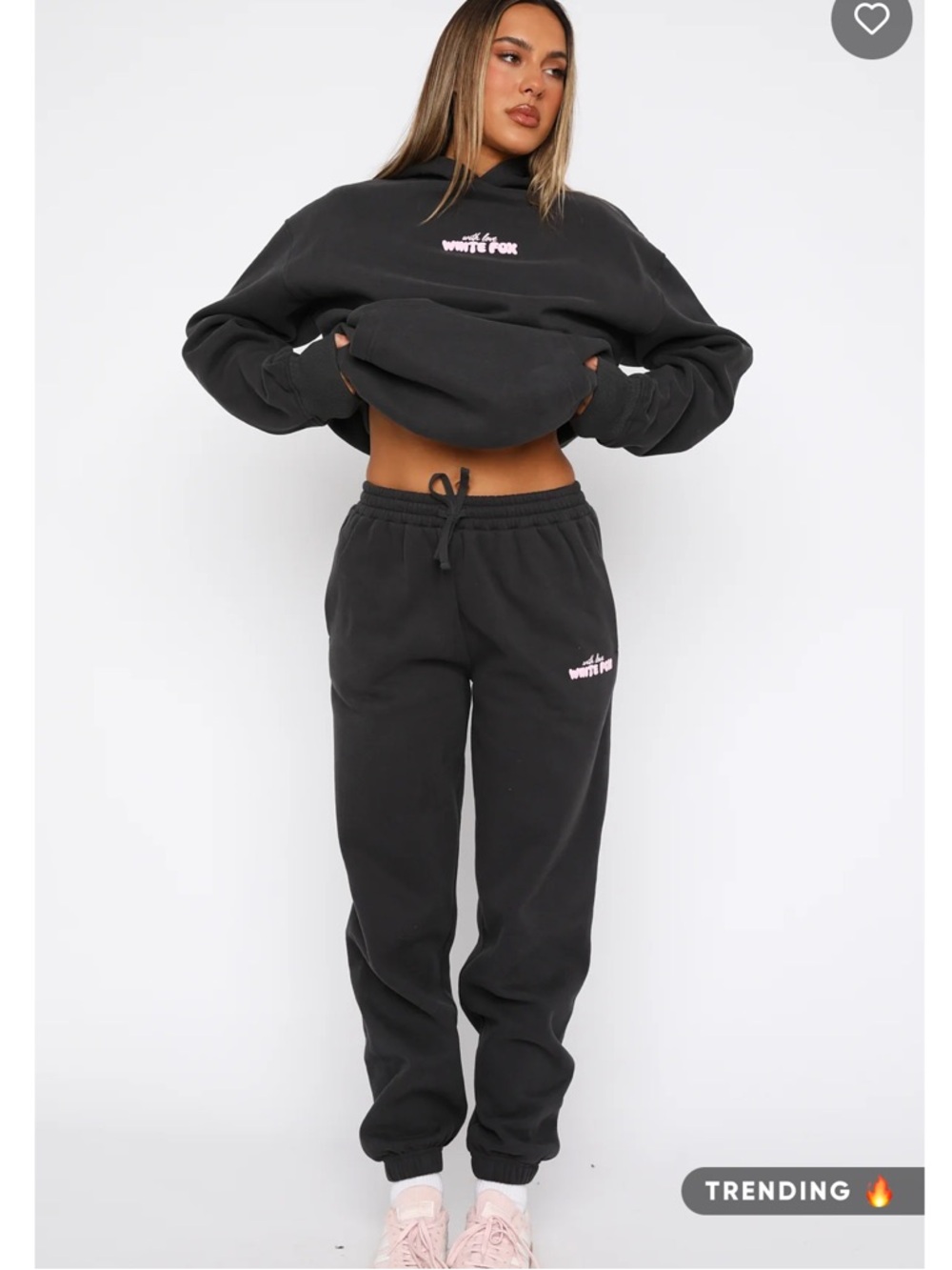 White Fox Boutique Black Sweat Joggers with Logo